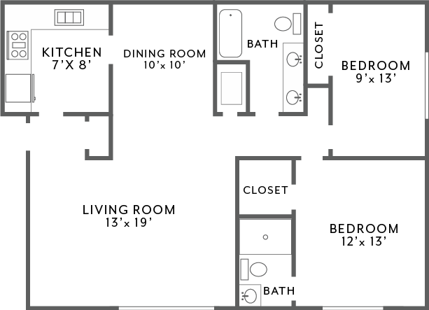 2Bed2Bath_1070 Floor Plan 5